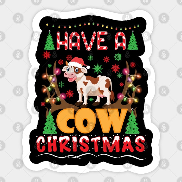 Mooey Christmas Heifers Santa Xmas Lights Cow Lovers Sticker by reginaturner